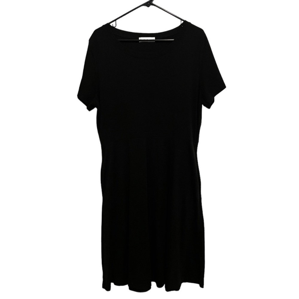 Nemidor Black Slinky Short Sleeve Dress With Pockets Size 16